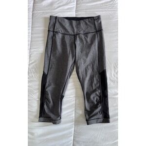 Lululemon Leggings Womens 6 Gear Up Crop 17" Heathered Black Luxtreme Mesh EUC